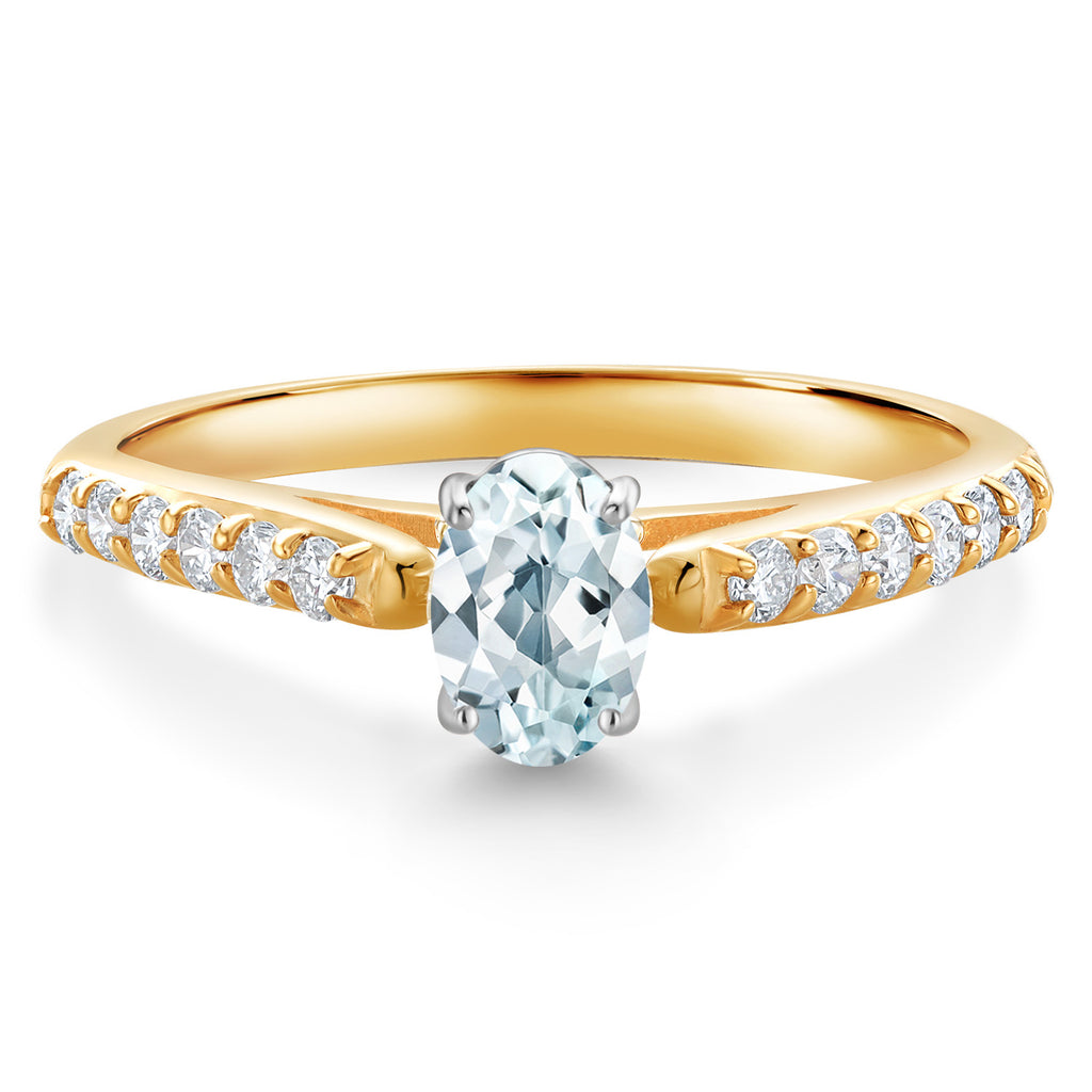 Aquamarine - March_5_Ring in 10K Two Tone Gold