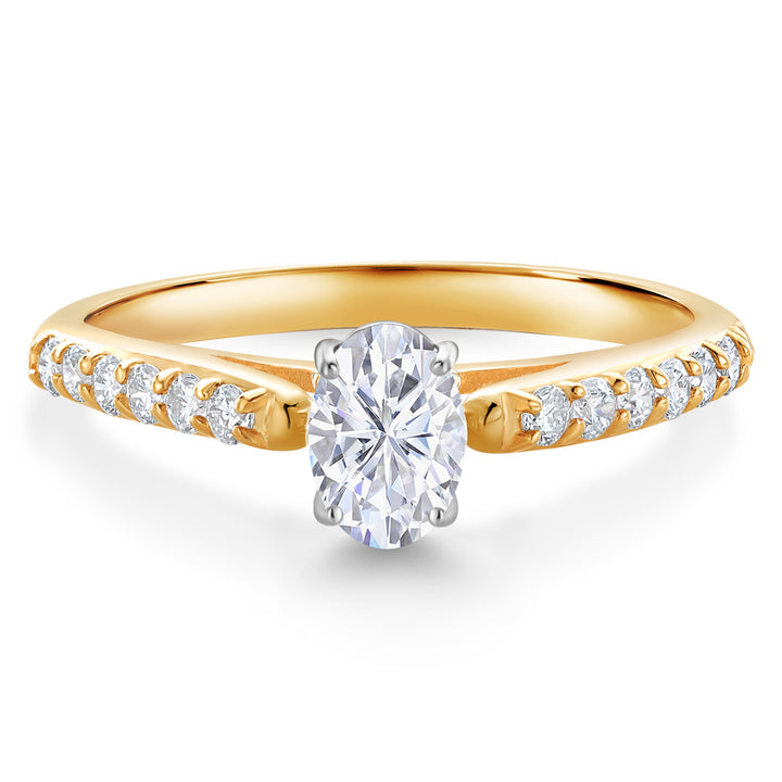 White Moissanite - April_5_Ring in 10K Two Tone Gold