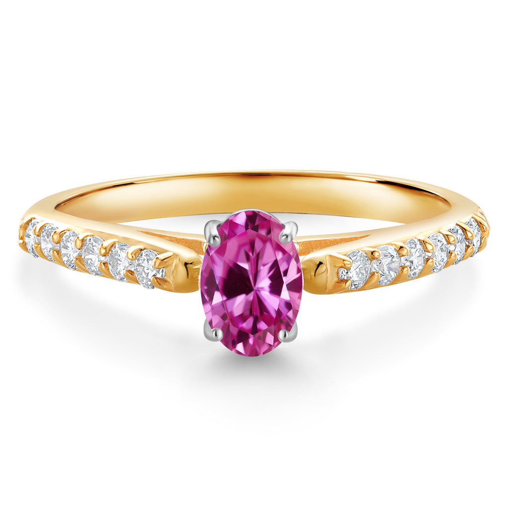 Pink Created Sapphire - September_7_Ring in 10K Two Tone Gold