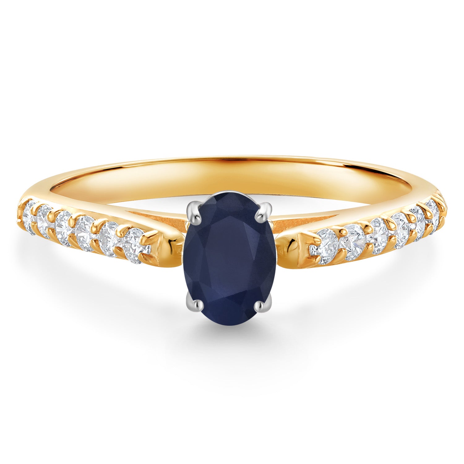 Blue Sapphire - September_9_Ring in 10K Two Tone Gold