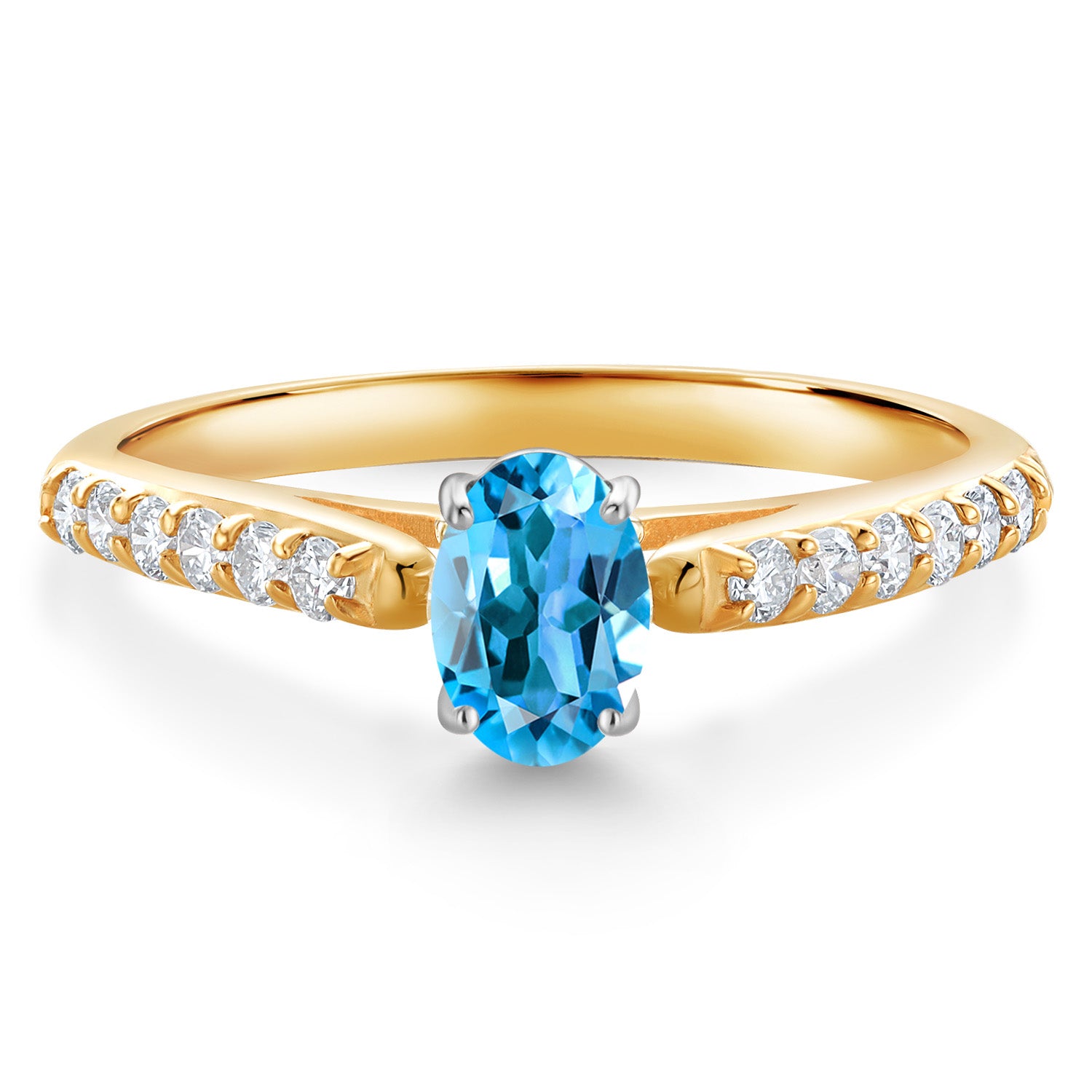 Swiss Blue Topaz - November_6_Ring in 10K Two Tone Gold