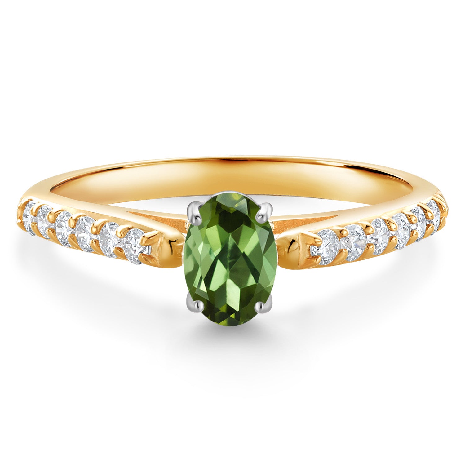Green Tourmaline - October_5_Ring in 10K Two Tone Gold