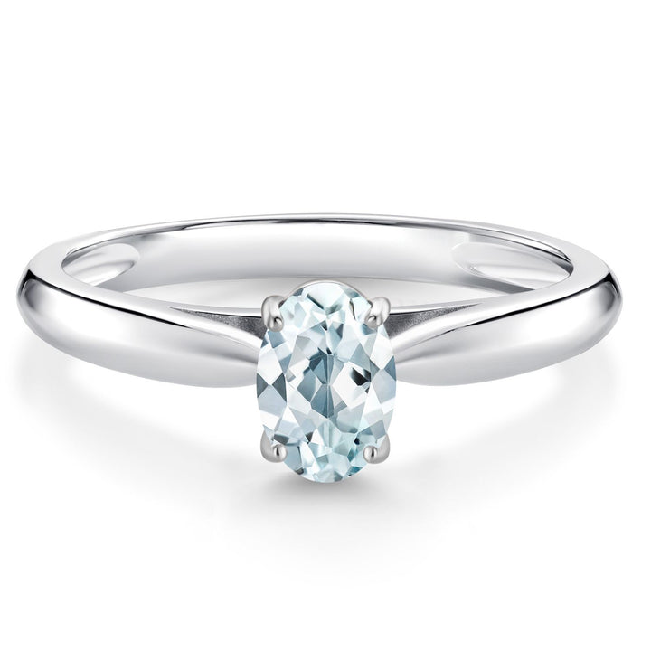 Aquamarine - March_5_Ring in 10K White Gold