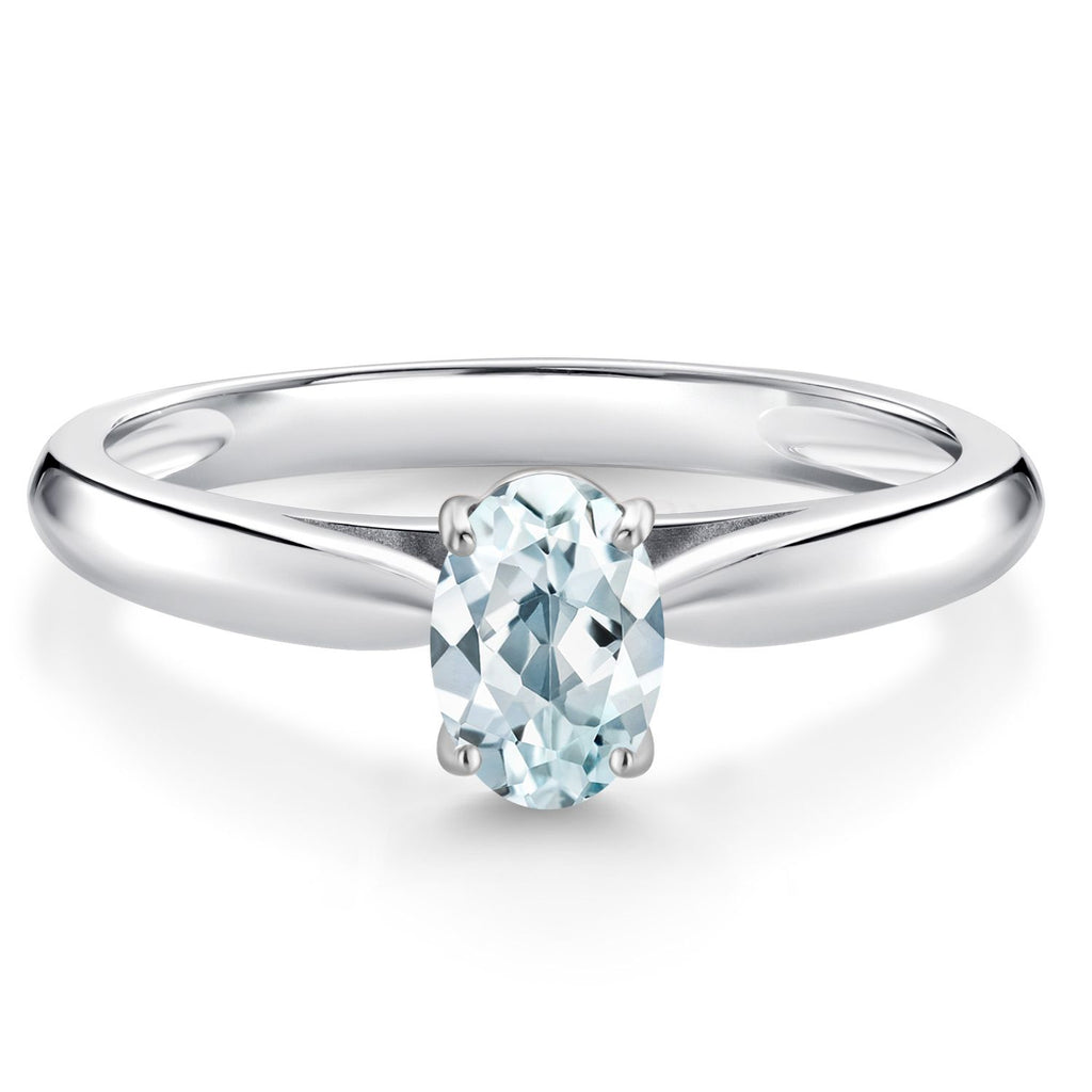 Aquamarine - March_6_Ring in 10K White Gold