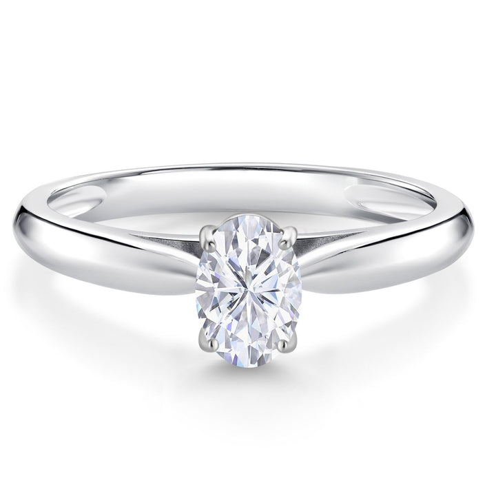 White Moissanite_9_Ring in 10K White Gold