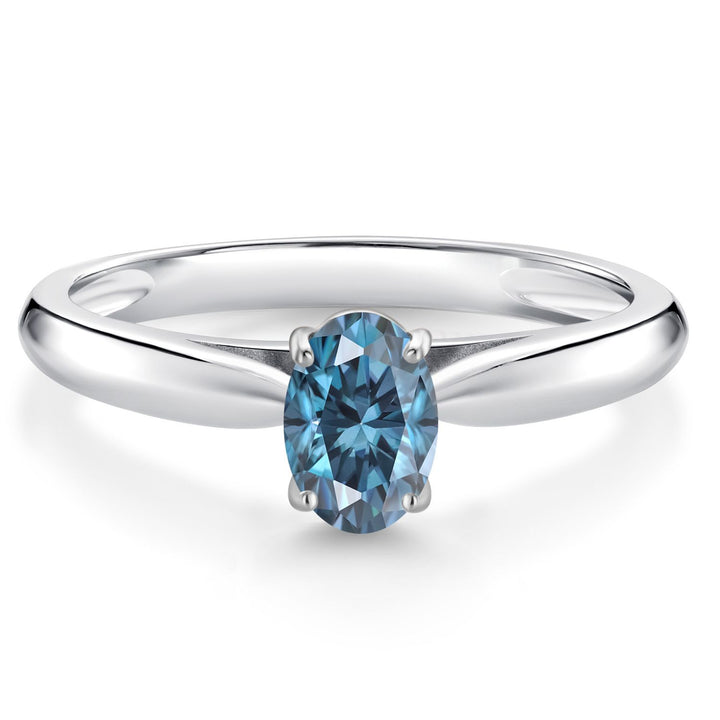 Persian Blue Moissanite - April_5_Ring in 10K White Gold