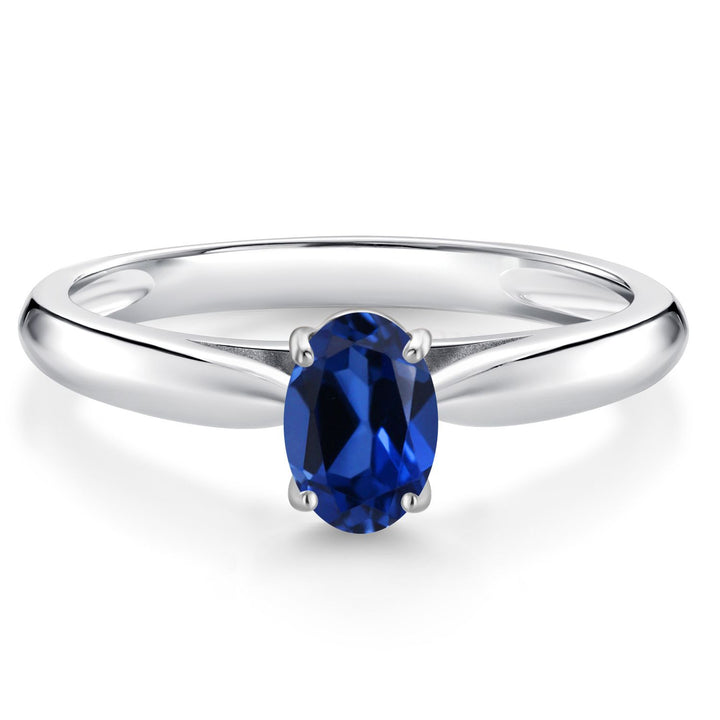Blue Created Sapphire - September_5_Ring in 10K White Gold