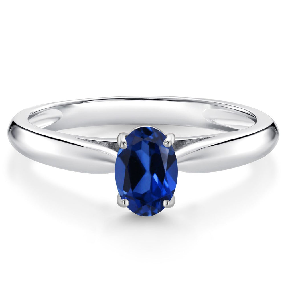 Blue Created Sapphire - September_8_Ring in 10K White Gold