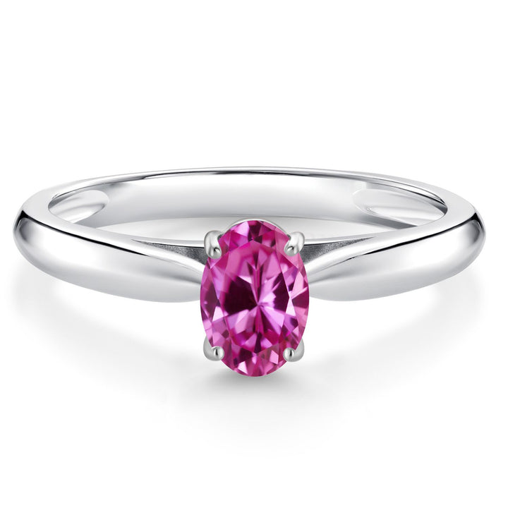 Pink Created Sapphire - September_5_Ring in 10K White Gold