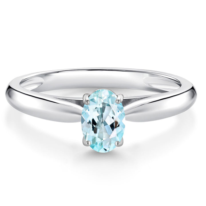 Sky Blue Topaz - November_5_Ring in 10K White Gold