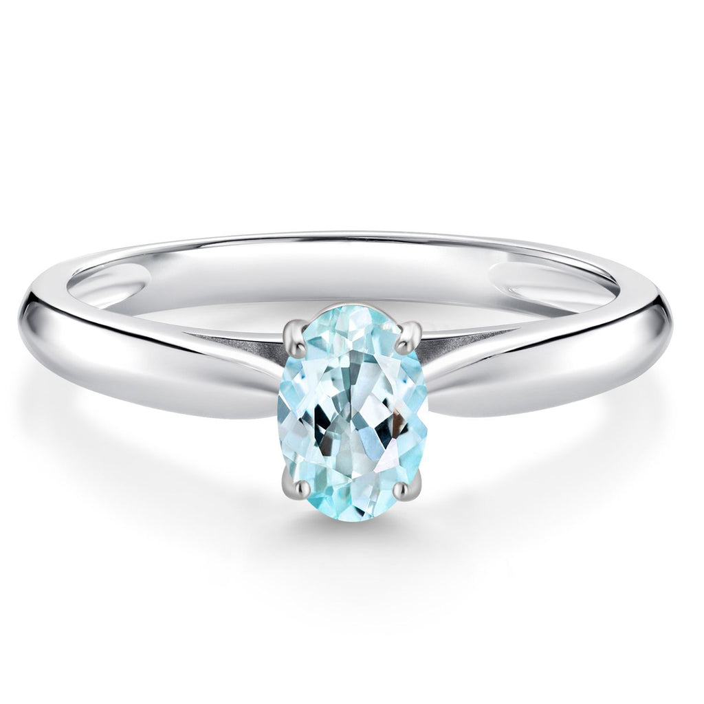 Sky Blue Topaz - November_8_Ring in 10K White Gold