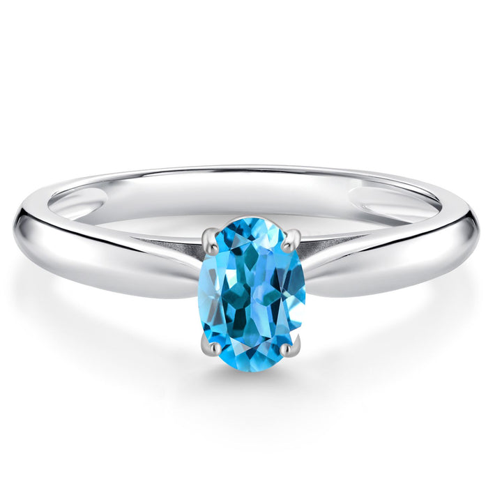 Swiss Blue Topaz - November_5_Ring in 10K White Gold