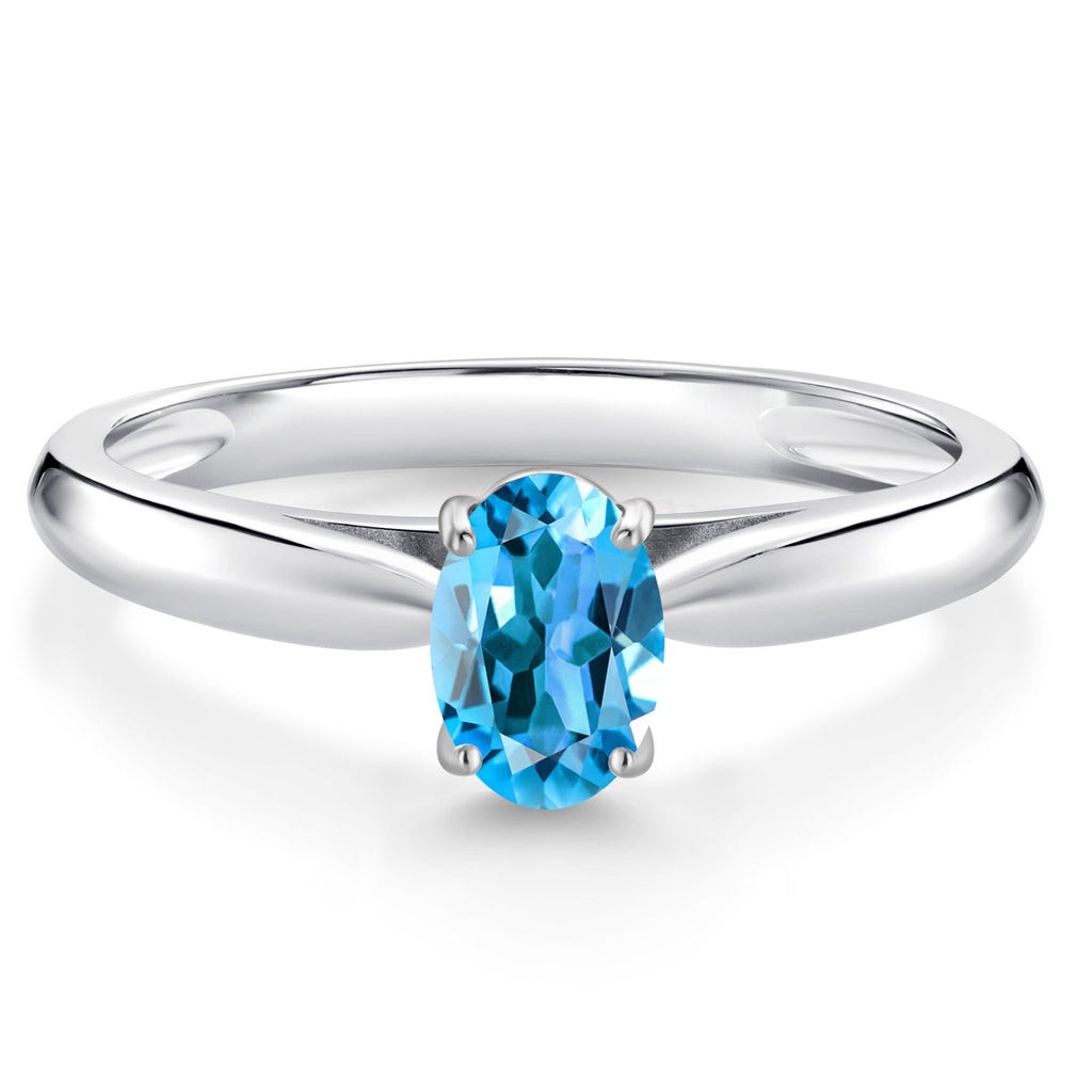 Swiss Blue Topaz - November_9_Ring in 10K White Gold