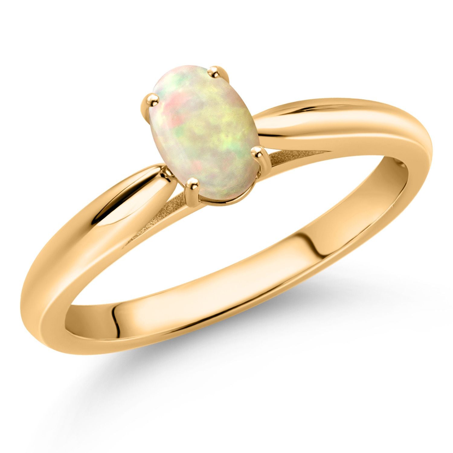 Ethiopian Opal-Cabochon - October_Ring in 10K Yellow Gold