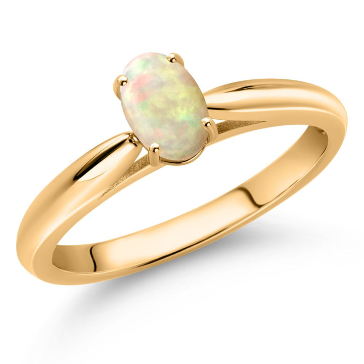 Ethiopian Opal-Cabochon - October_Ring in 10K Yellow Gold