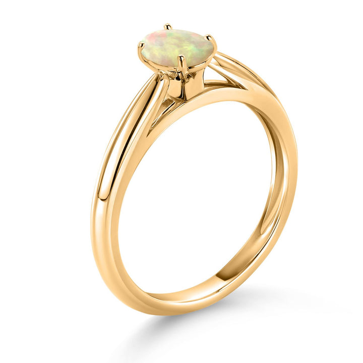Ethiopian Opal-Cabochon - October_Ring in 10K Yellow Gold