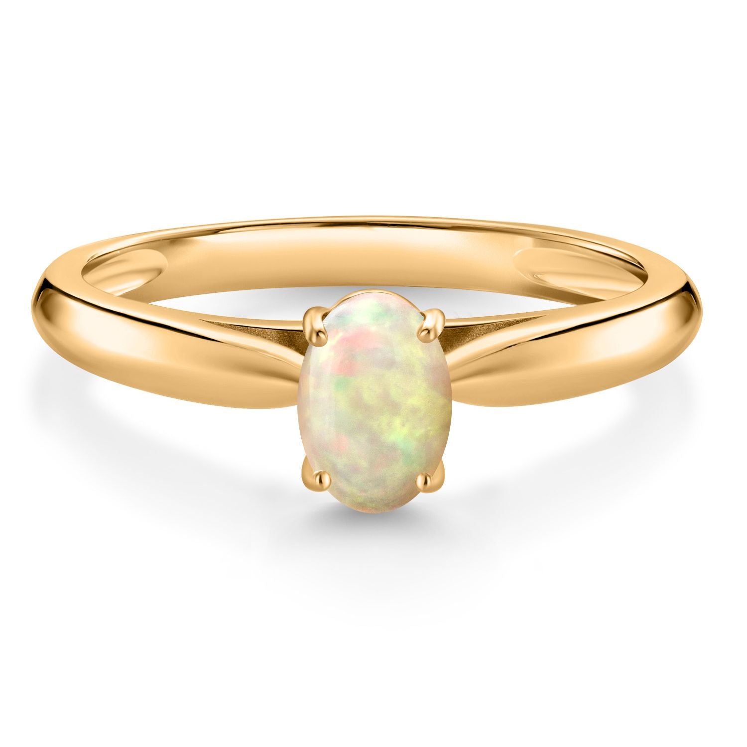 Ethiopian Opal-Cabochon - October_Ring in 10K Yellow Gold