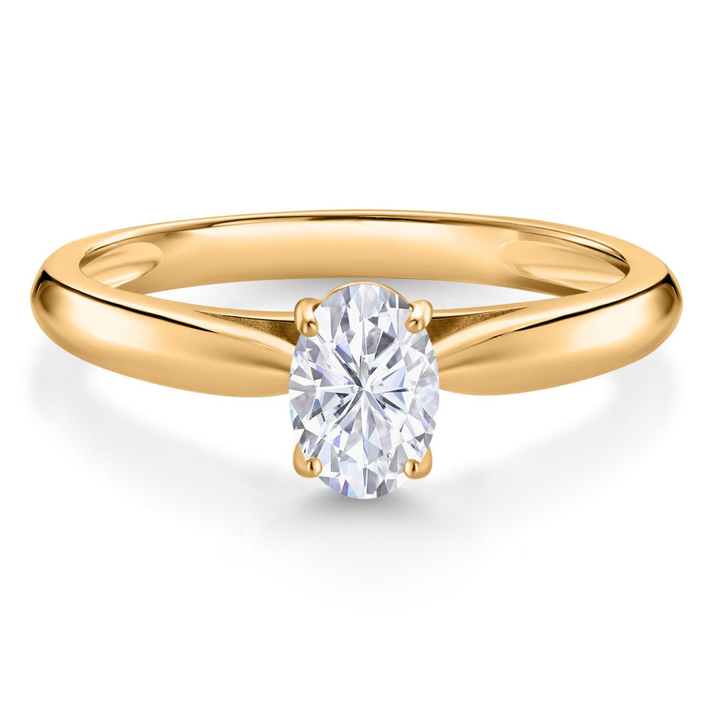 White Moissanite_5_Ring in 10K Yellow Gold