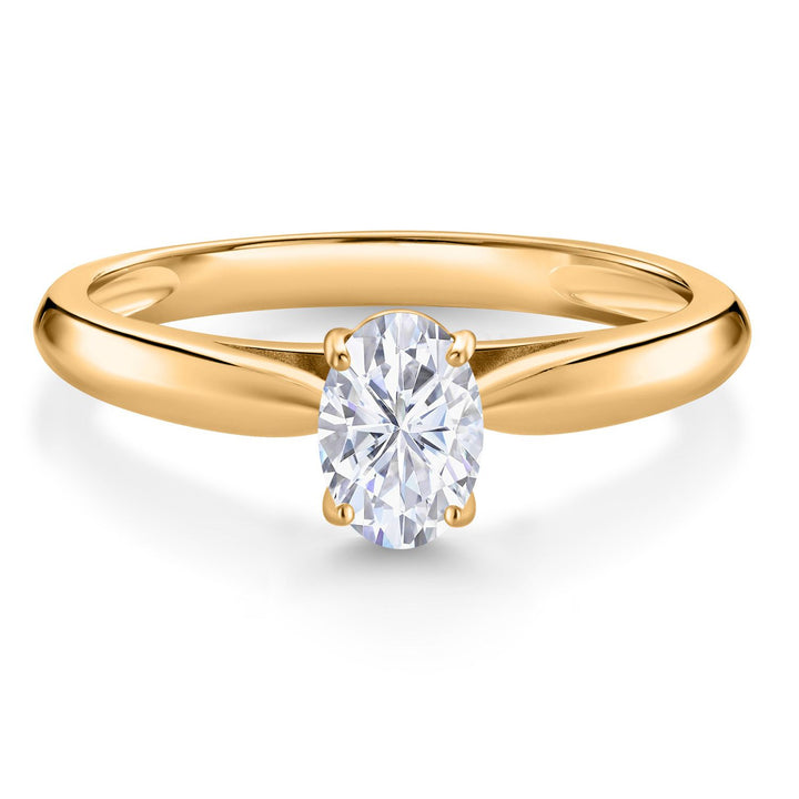 White Moissanite_5_Ring in 10K Yellow Gold