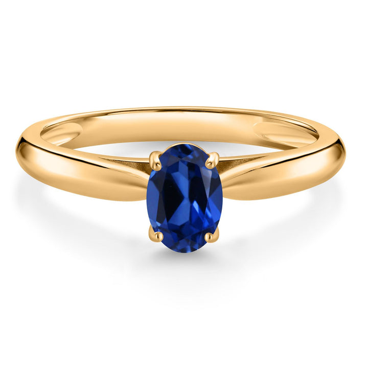 Blue Created Sapphire_9_Ring in 10K Yellow Gold