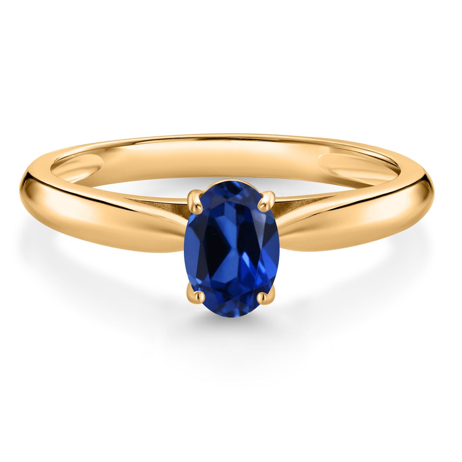 Blue Created Sapphire - September_7_Ring in 10K Yellow Gold