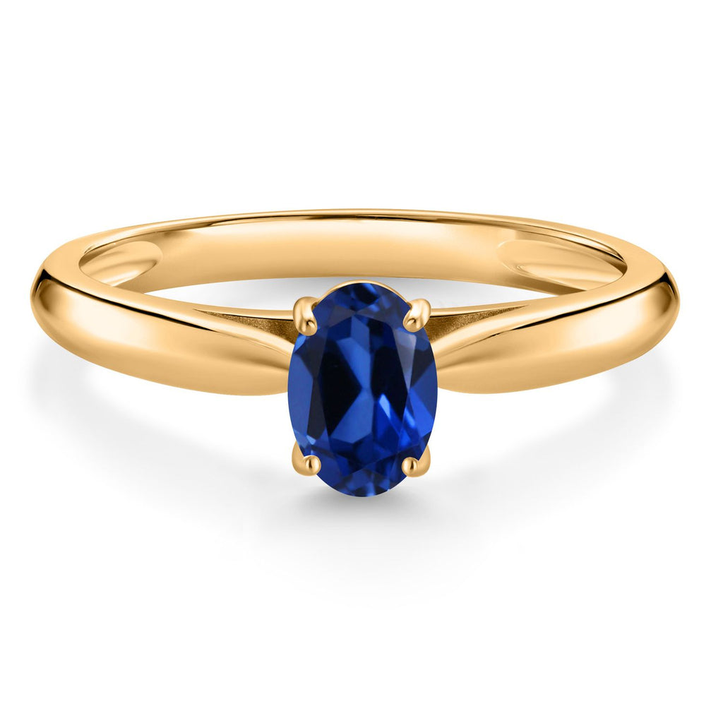 Blue Created Sapphire_9_Ring in 10K Yellow Gold