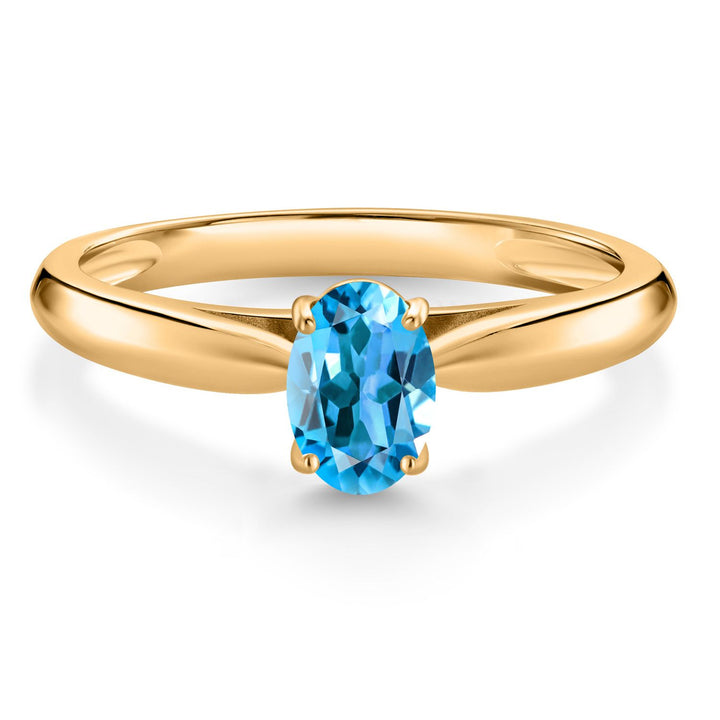 Swiss Blue Topaz - November_5_Ring in 10K Yellow Gold