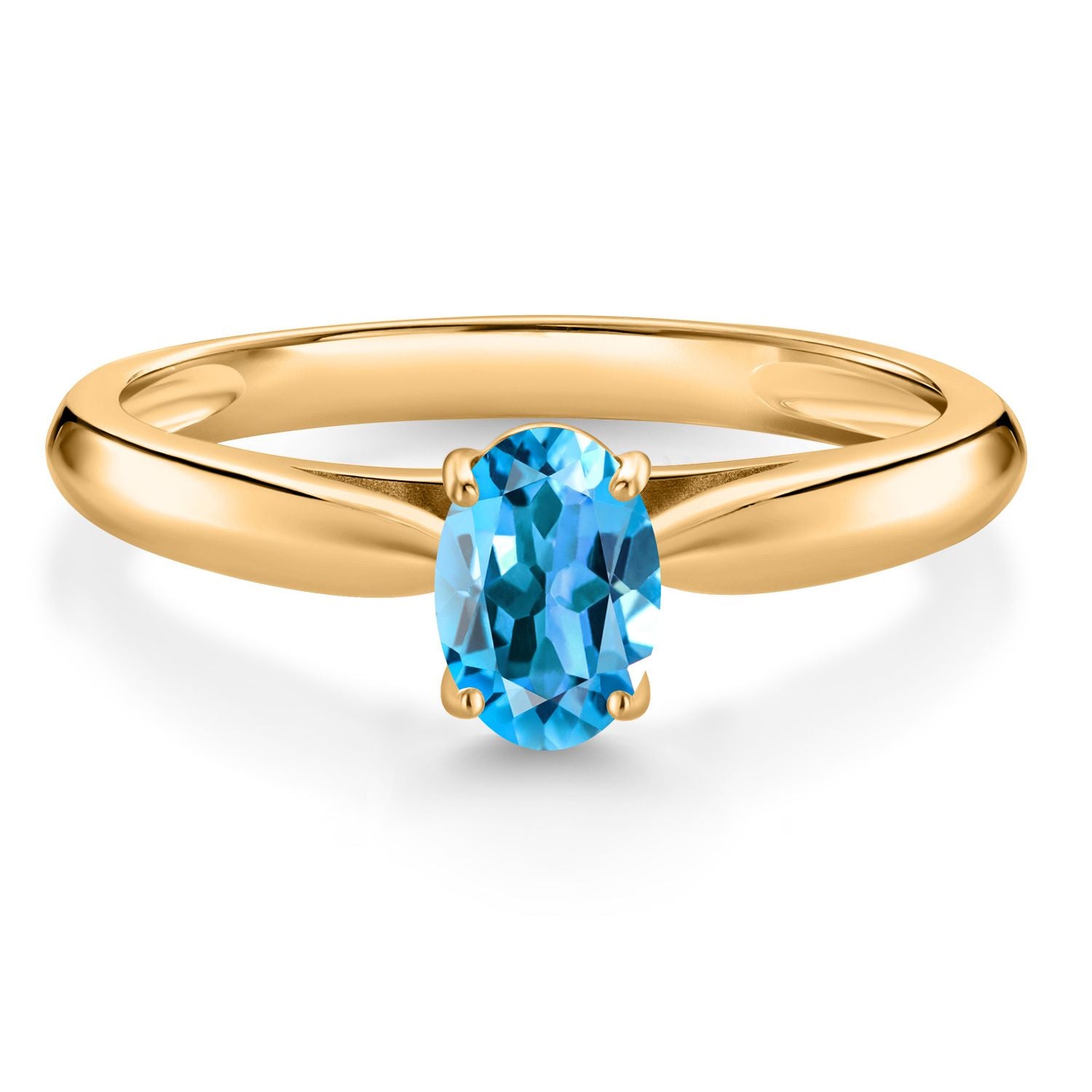 Swiss Blue Topaz - November_6_Ring in 10K Yellow Gold