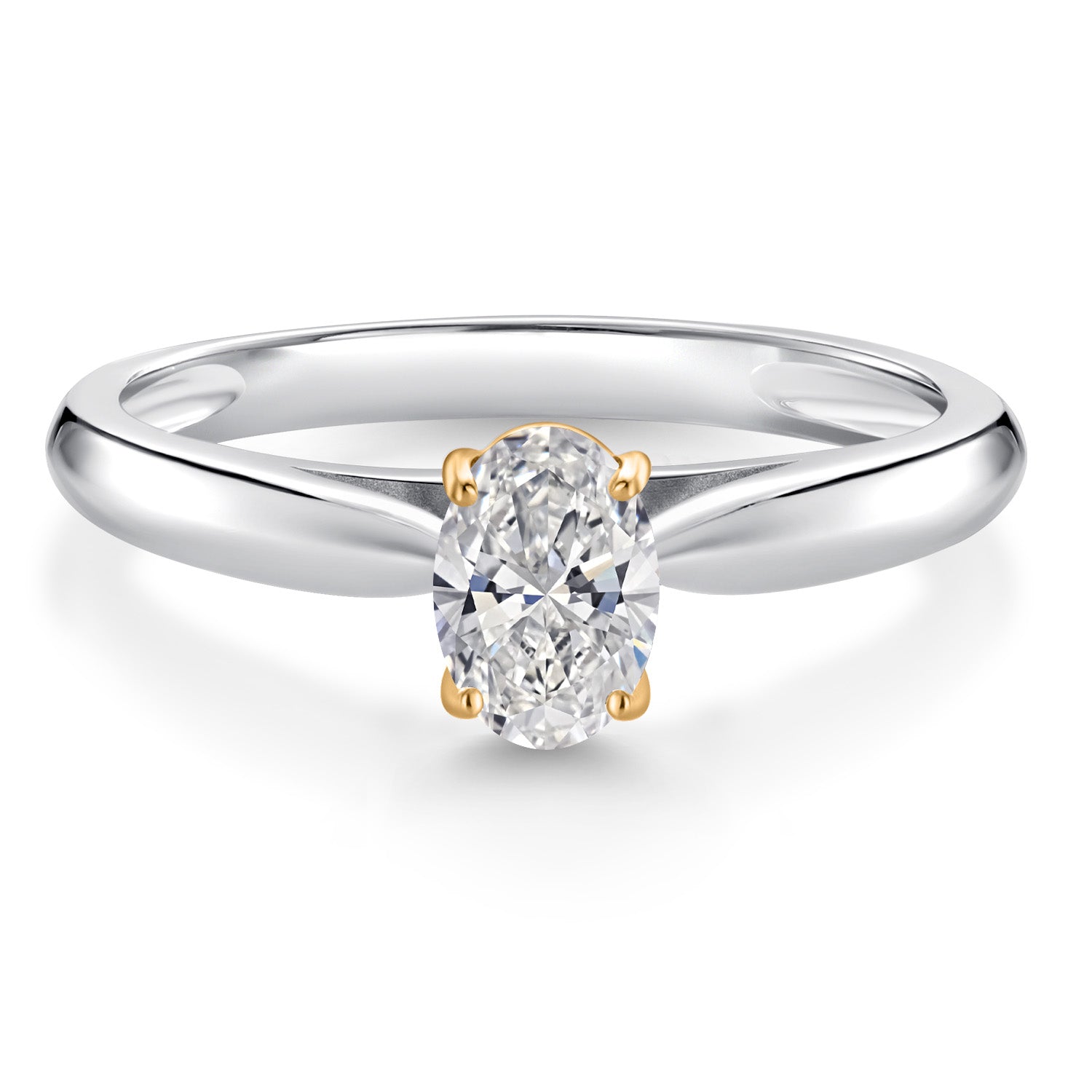 925 Silver Solitaire 10K Yellow Gold Lab Grown Diamond Solitaire Engagement Ring For Women | 0.40 Cttw | Oval 6X4MM | Gemstone April Birthstone | Available in Size 5,6,7,8,9