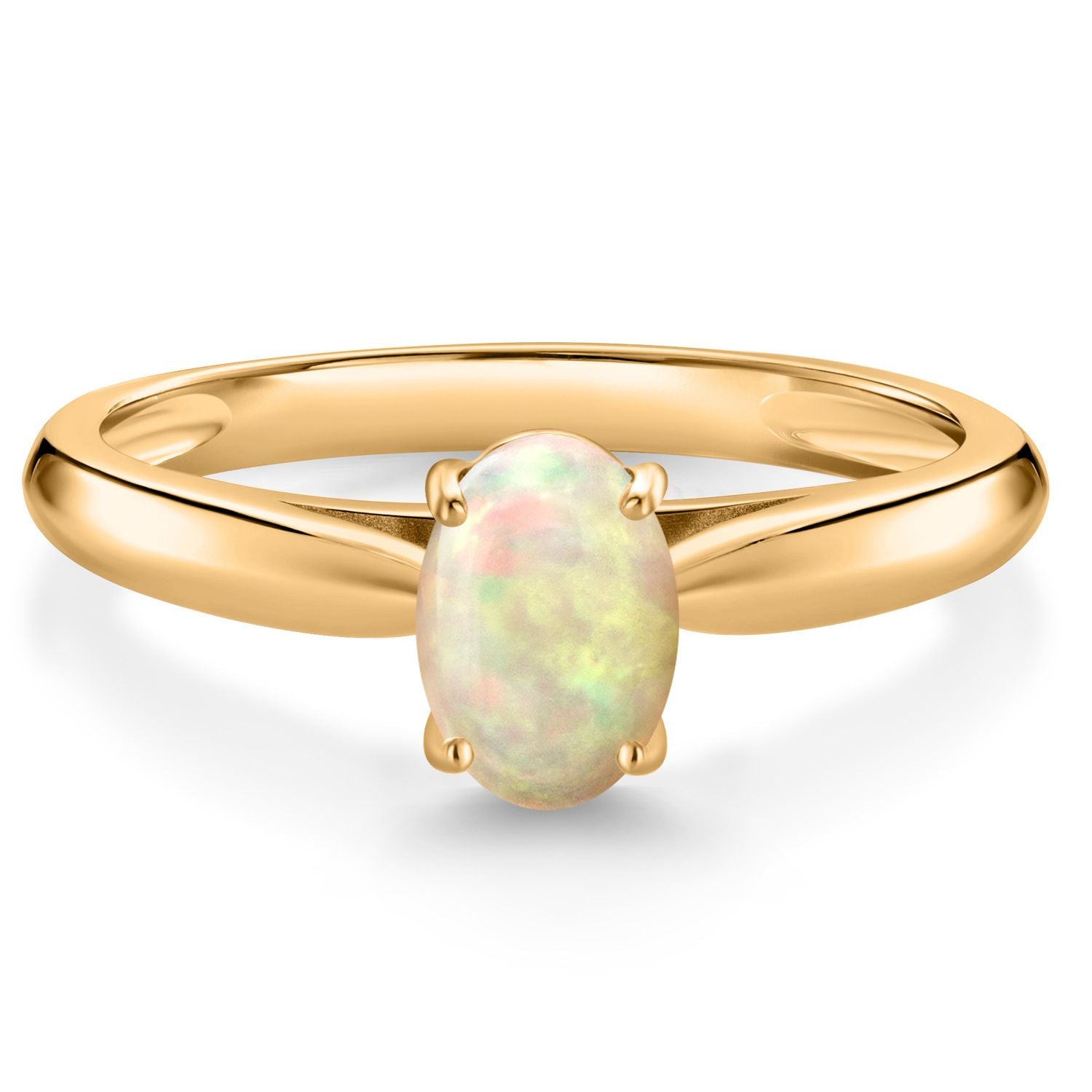 Ethiopian Opal-Cabochon - October_9_Ring in 10K Yellow Gold