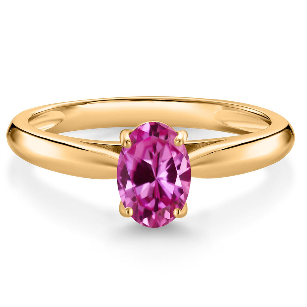 Pink Created Sapphire - September_7_Ring in 10K Yellow Gold