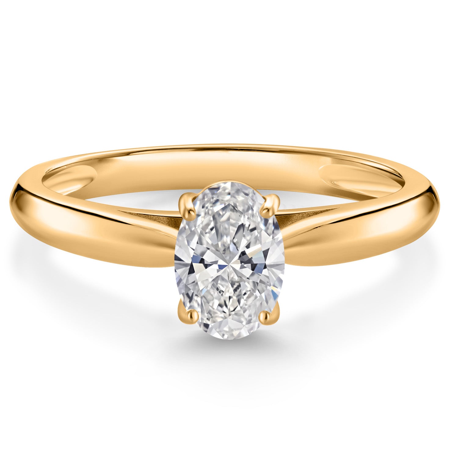 10K Yellow Gold Lab Grown Diamond Engagement Ring | 0.70 Cttw | Oval 7X5MM | Gemstone April Birthstone | Gold Ring For Women | Color DEF | VVS-VS Clarity | Available in Size 5,6,7,8,9