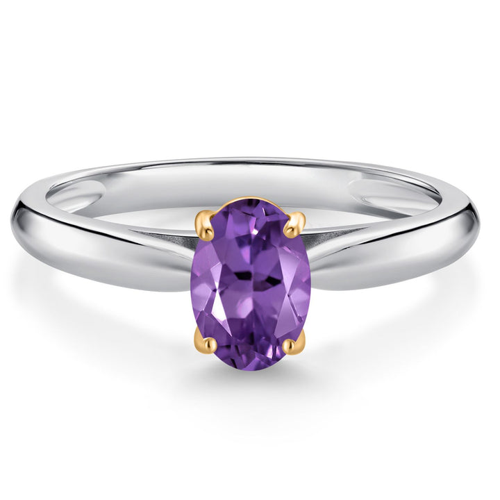 Amethyst - February_7_Ring in 925 Sterling Silver and 10K Yellow Gold