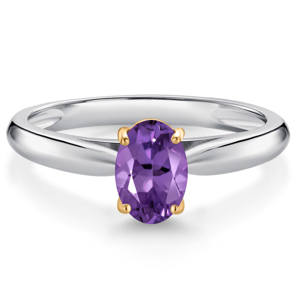 Amethyst - February_9_Ring in 925 Sterling Silver and 10K Yellow Gold