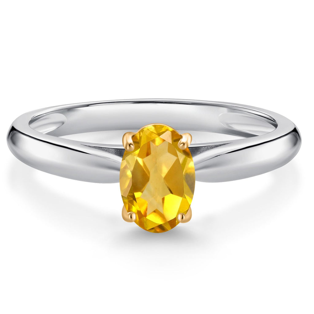Citrine - November_8_Ring in 925 Sterling Silver and 10K Yellow Gold