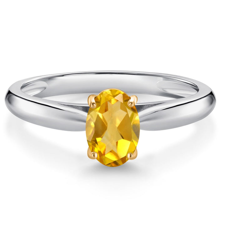 Citrine - November_8_Ring in 925 Sterling Silver and 10K Yellow Gold