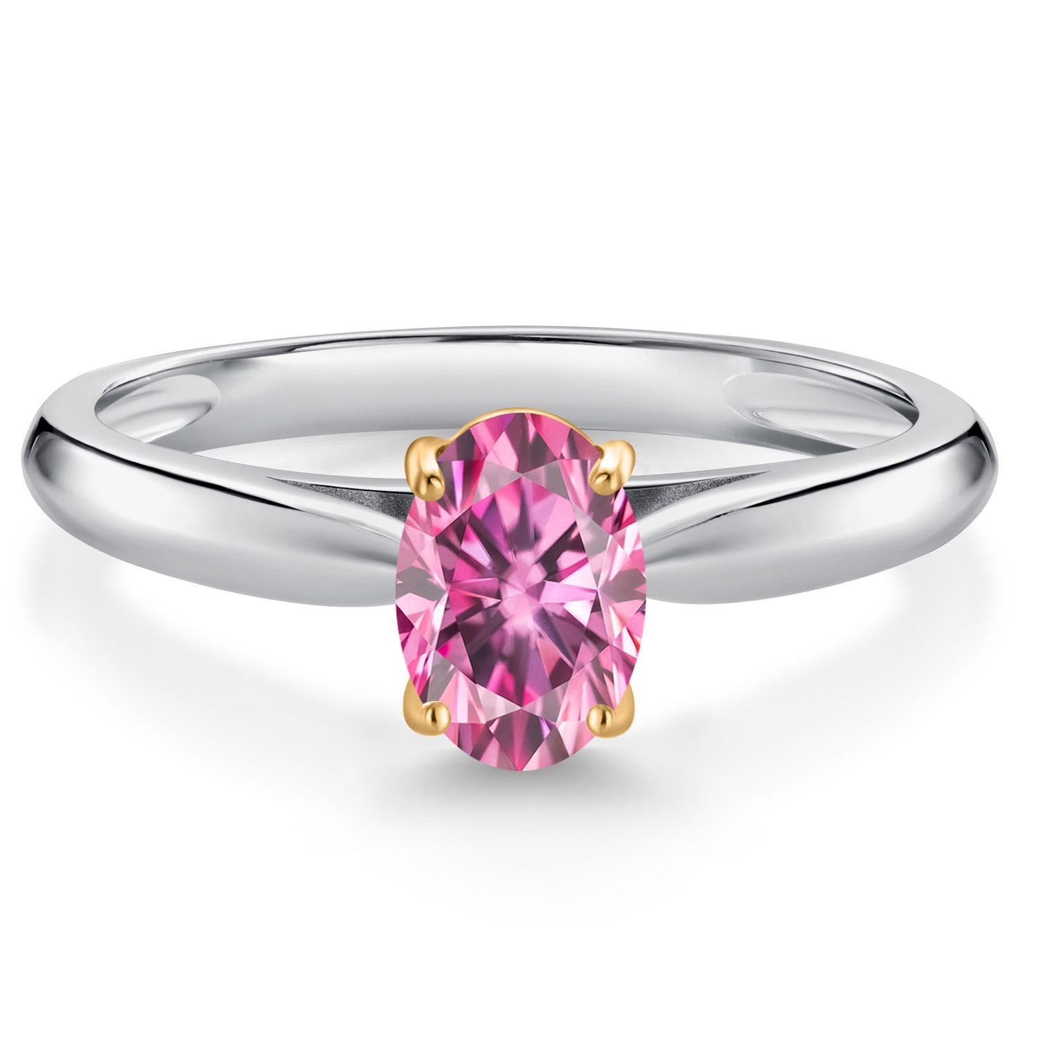 Pink Moissanite - April_7_Ring in 925 Sterling Silver and 10K Yellow Gold