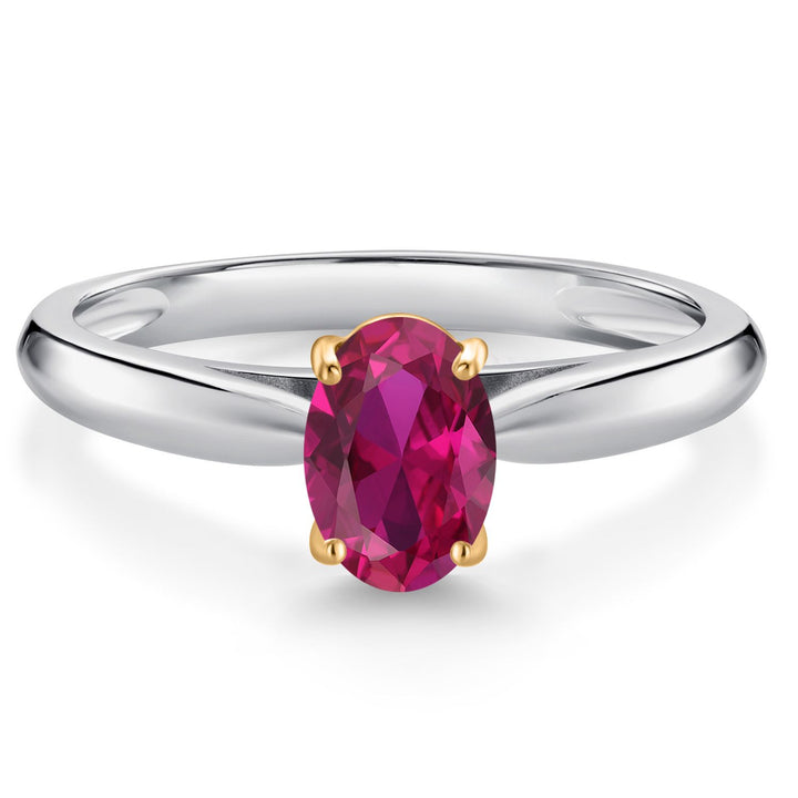 Created Ruby - July_5_Ring in 925 Sterling Silver and 10K Yellow Gold