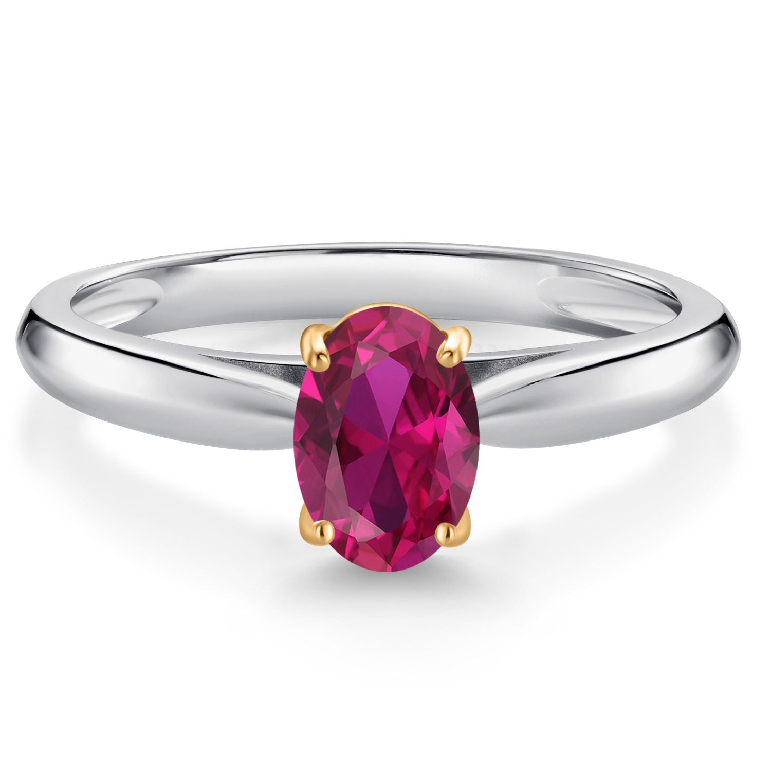Created Ruby - July_7_Ring in 925 Sterling Silver and 10K Yellow Gold