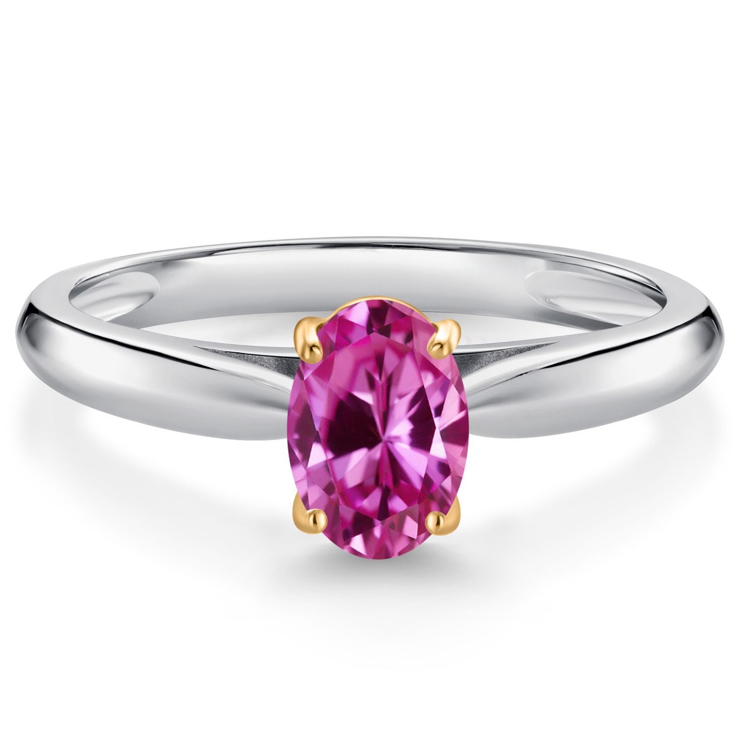 Pink Created Sapphire - September_6_Ring in 925 Sterling Silver and 10K Yellow Gold