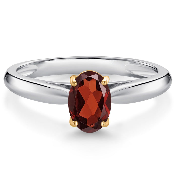 Garnet - January_5_Ring in 925 Sterling Silver and 10K Yellow Gold