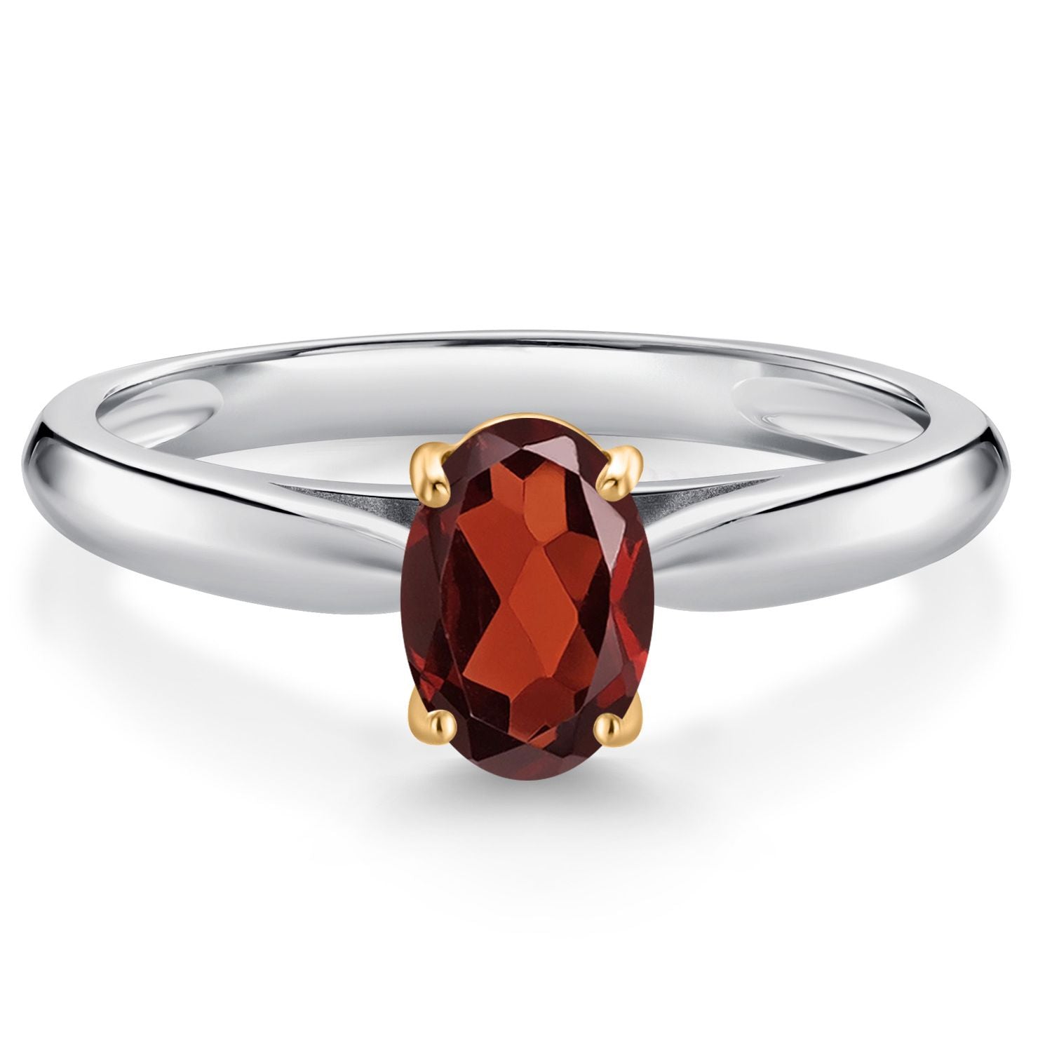 Garnet - January_8_Ring in 925 Sterling Silver and 10K Yellow Gold