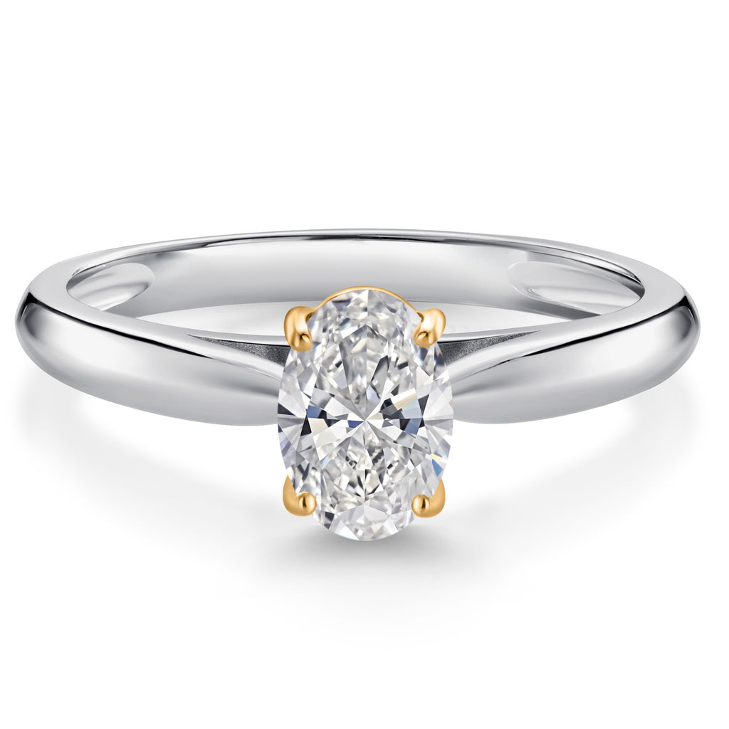 White Lab Grown Diamond - April_5_Ring in 925 Sterling Silver and 10K Yellow Gold