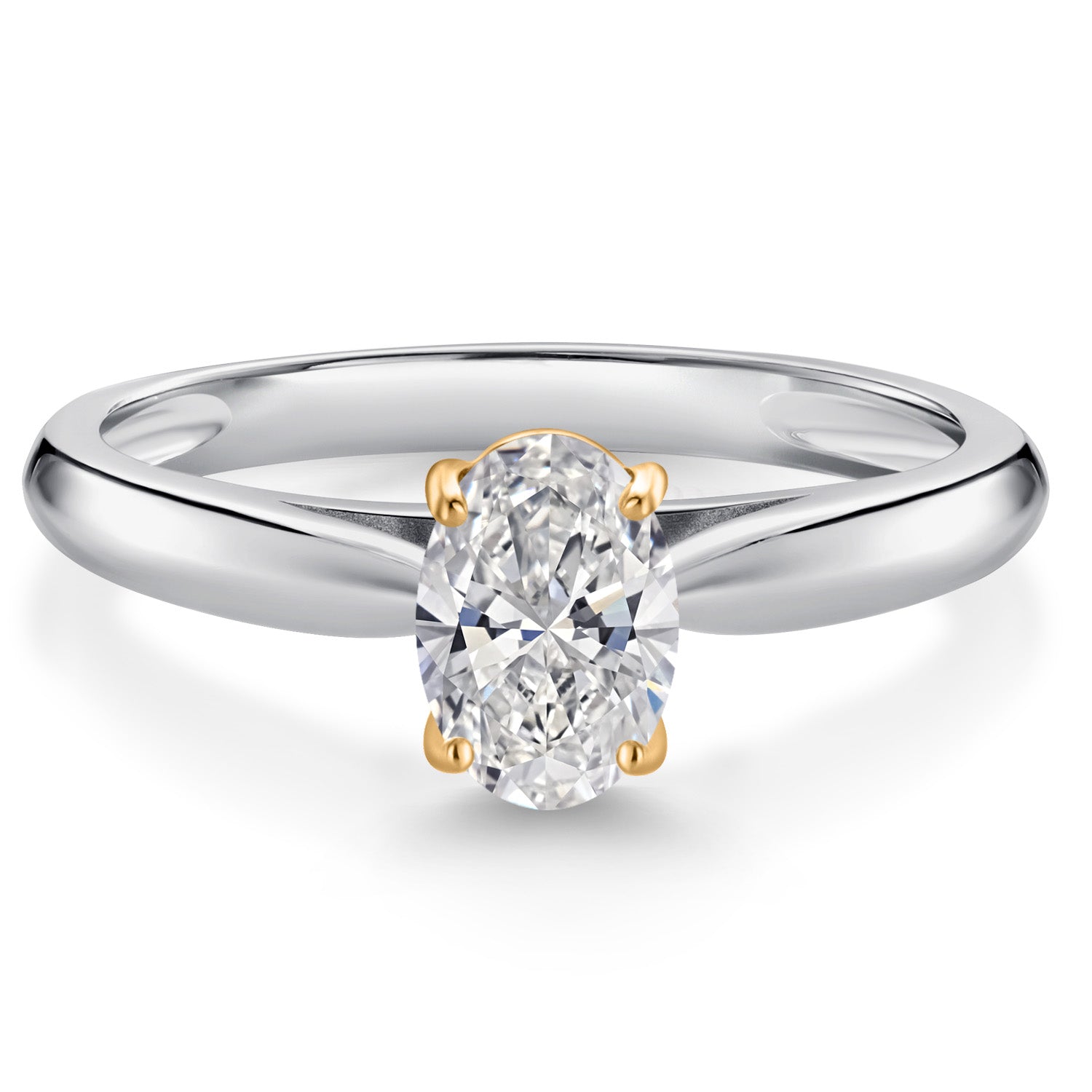 925 Silver and 10K Yellow Gold Lab Grown Diamond Engagement Ring For Women | 0.70 Cttw | Oval 7X5MM | Gemstone April Birthstone | DEF Color | VVS-VS Clarity