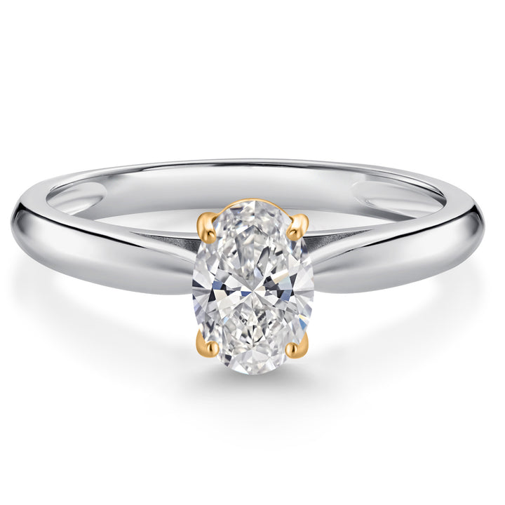 White Lab Grown Diamond - April_7_Ring in 925 Sterling Silver and 10K Yellow Gold