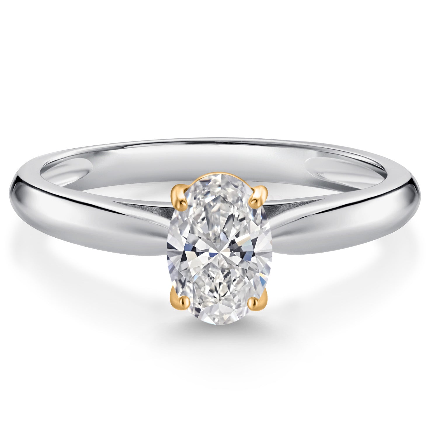 White Lab Grown Diamond - April_7_Ring in 925 Sterling Silver and 10K Yellow Gold