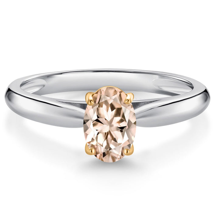 Morganite - October_5_Ring in 925 Sterling Silver and 10K Yellow Gold