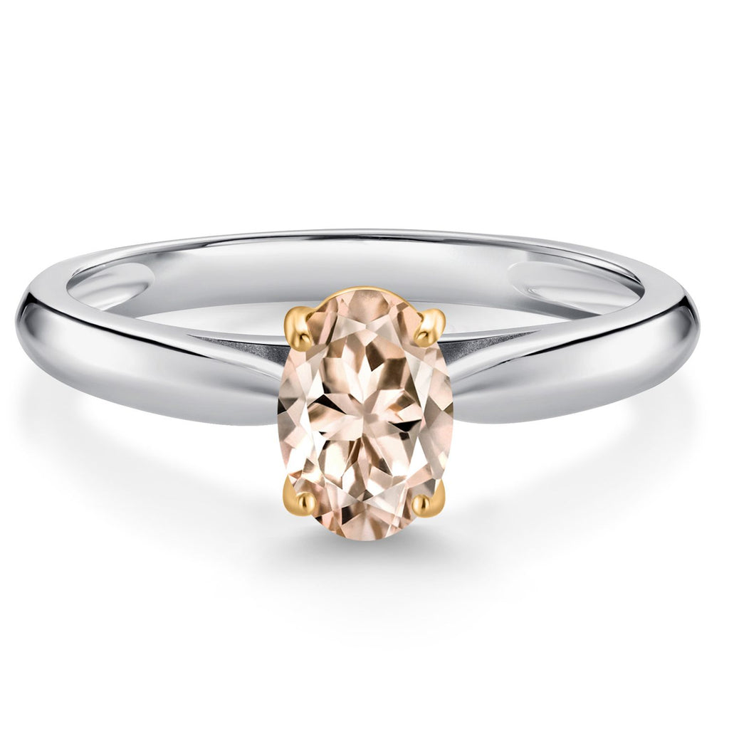 Morganite - October_9_Ring in 925 Sterling Silver and 10K Yellow Gold