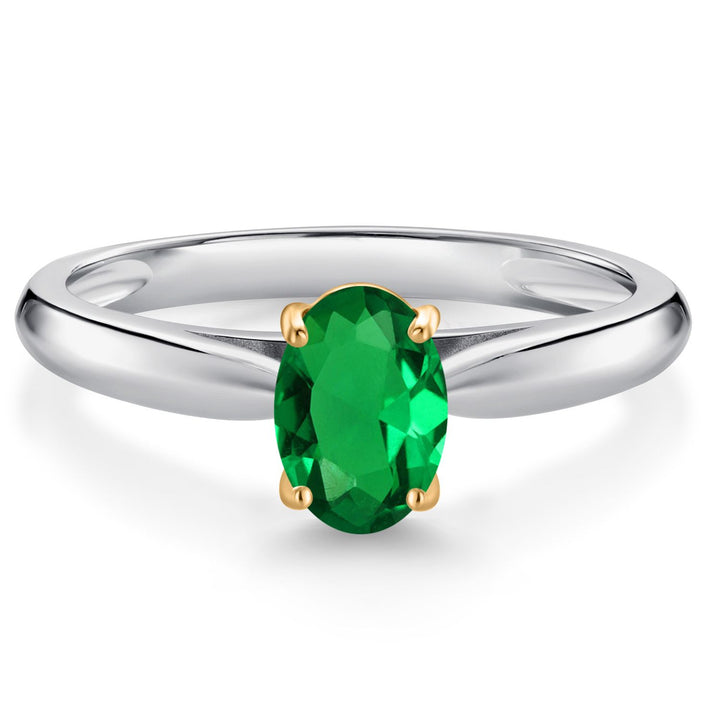 Nano Emerald - May_7_Ring in 925 Sterling Silver and 10K Yellow Gold