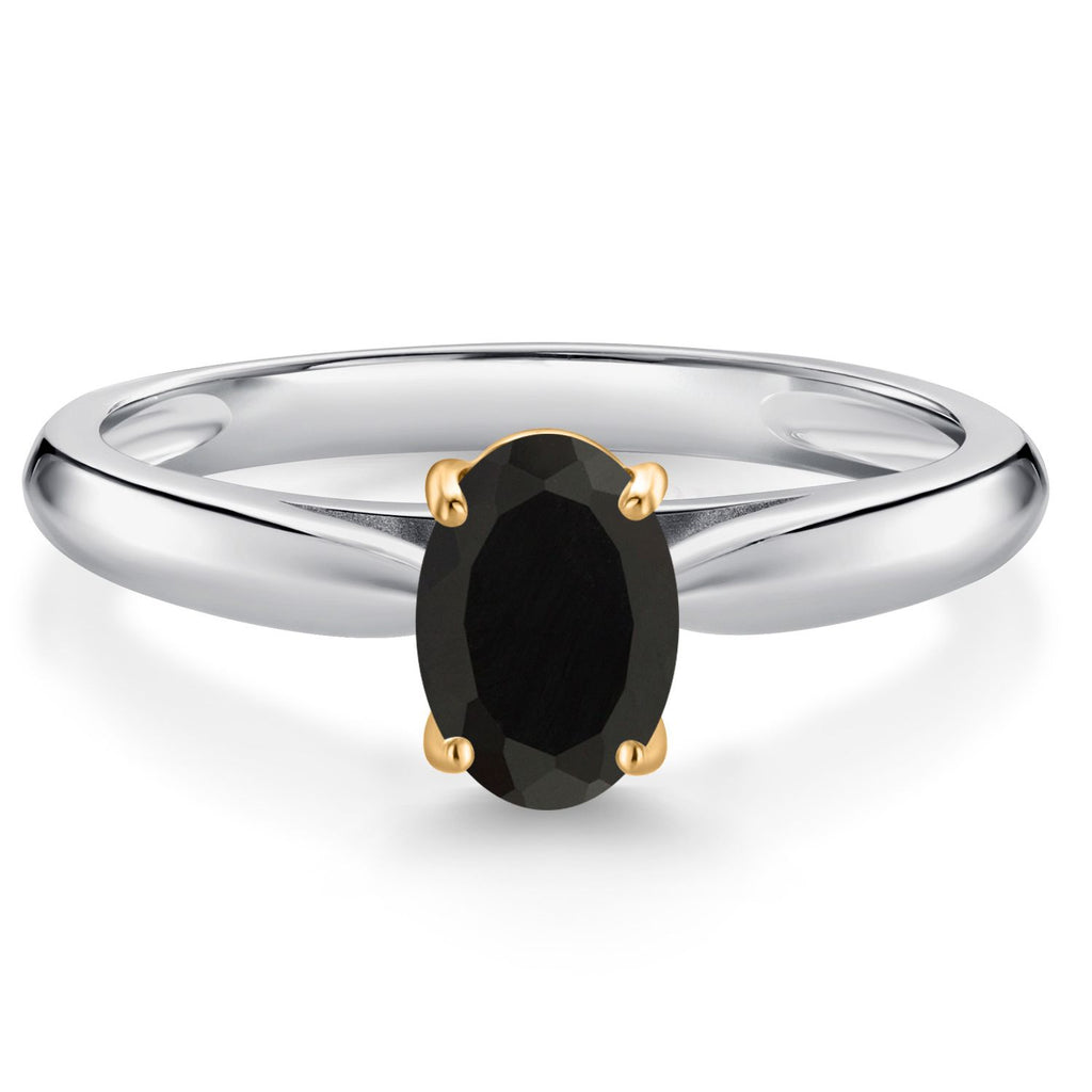 Onyx - December_8_Ring in 925 Sterling Silver and 10K Yellow Gold
